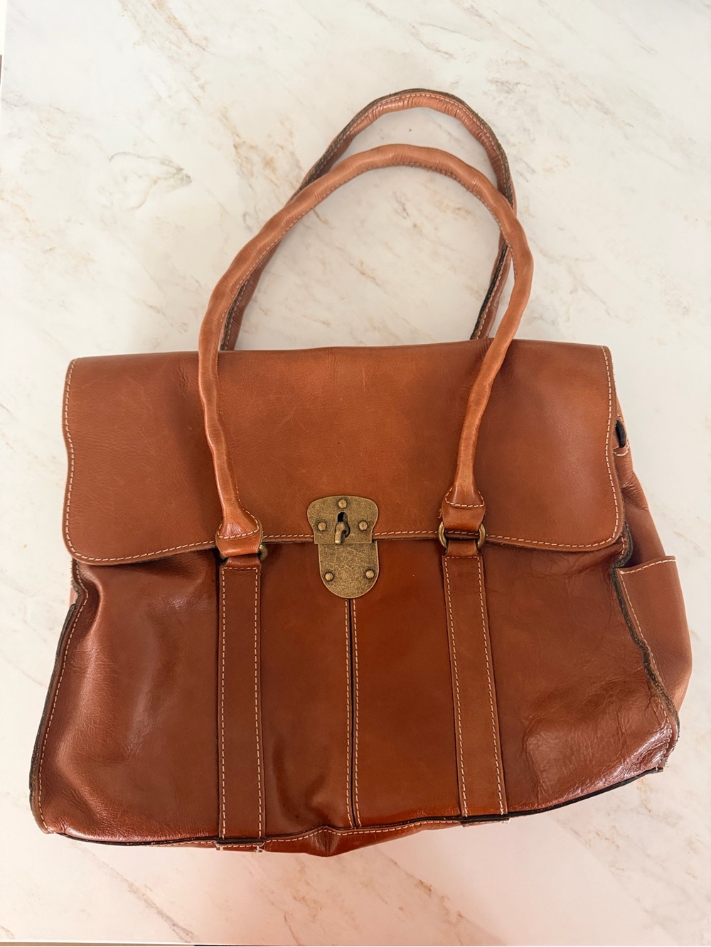 Patricia Nash Classic Tan Leather Tote Satchel